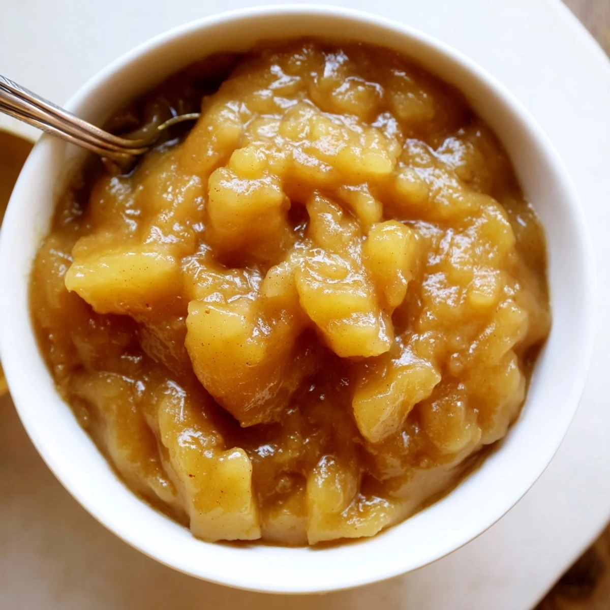 Warm Fall Caramel Apple Jam spooned over toast, sticky amber swirls.