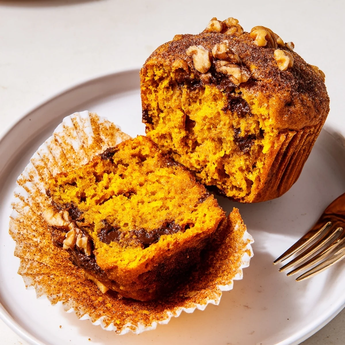 Freshly baked Pumpkin Banana Muffins Recipe cooling in tin, cinnamon aroma  