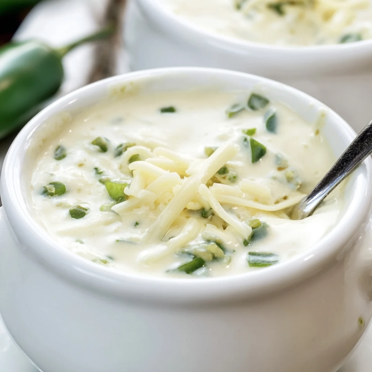 Warm white queso dip served in a bowl with crispy tortilla chips for party dipping