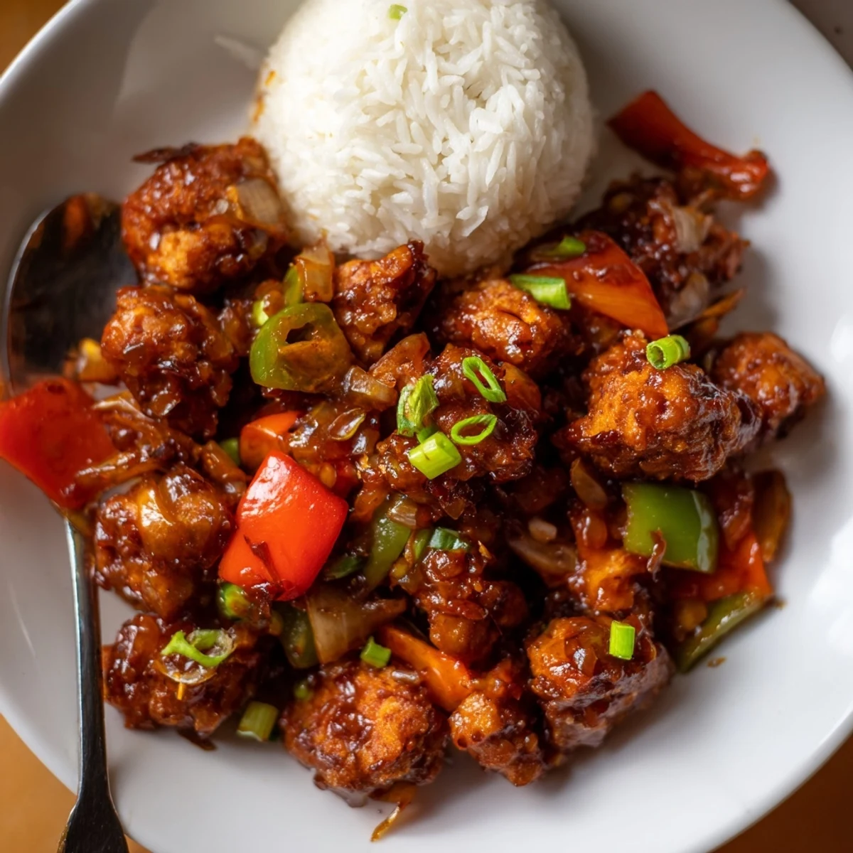 Spicy, tangy Flavorful Chilli Chicken Indo Chinese tossed with crunchy bell peppers