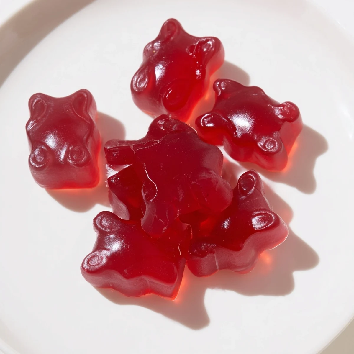 Heart-shaped homemade raspberry gummy snacks dusted with powdered sugar for serving