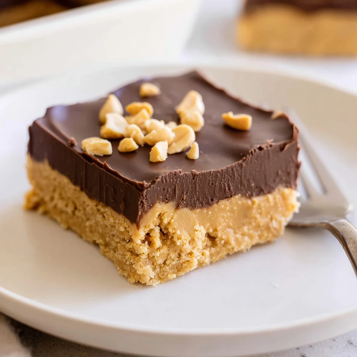 Homestyle Peanut Butter Bars sliced into squares on parchment, rich and creamy.