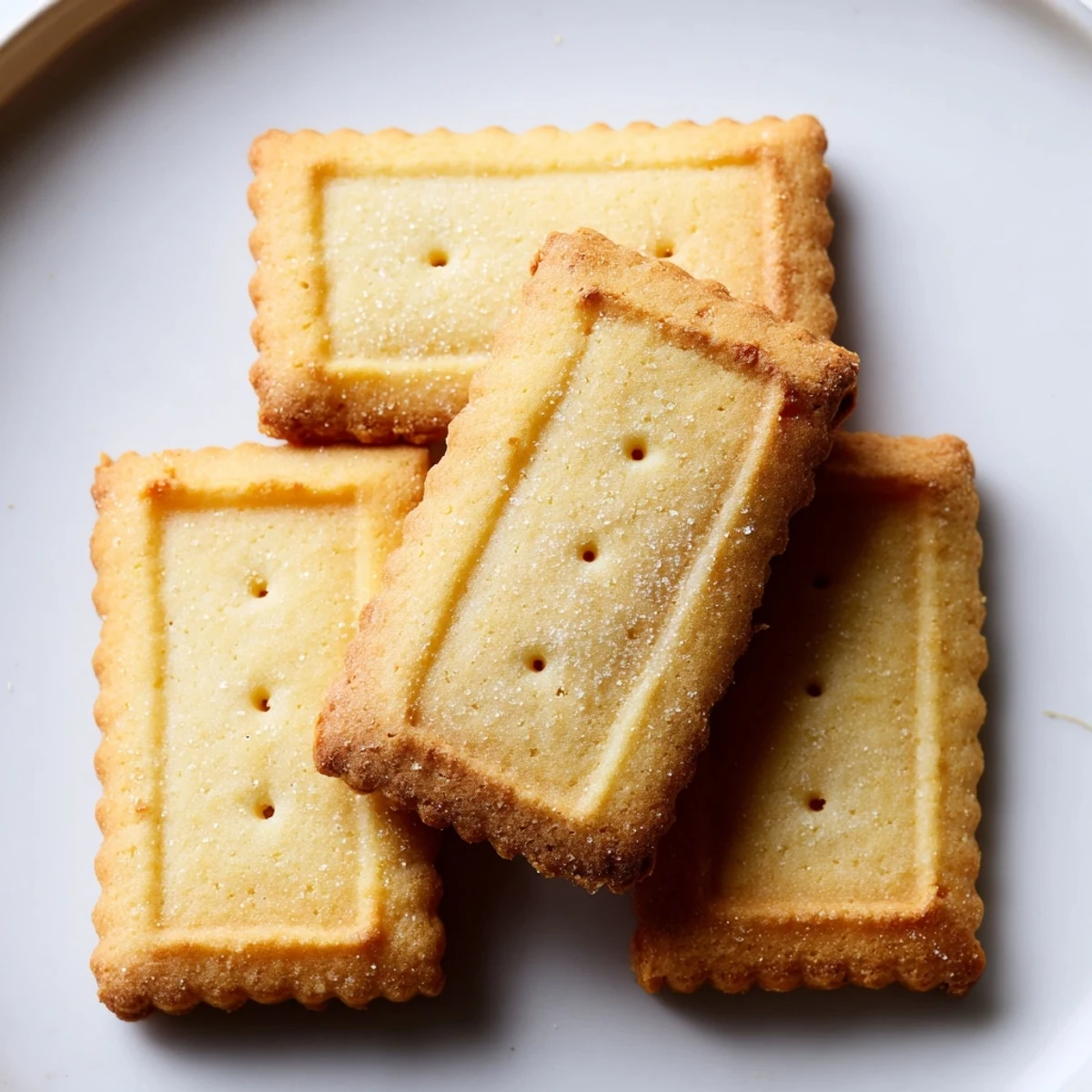 Crispy Petit Beurre biscuits fresh from the oven with delicate fork-pierced golden tops