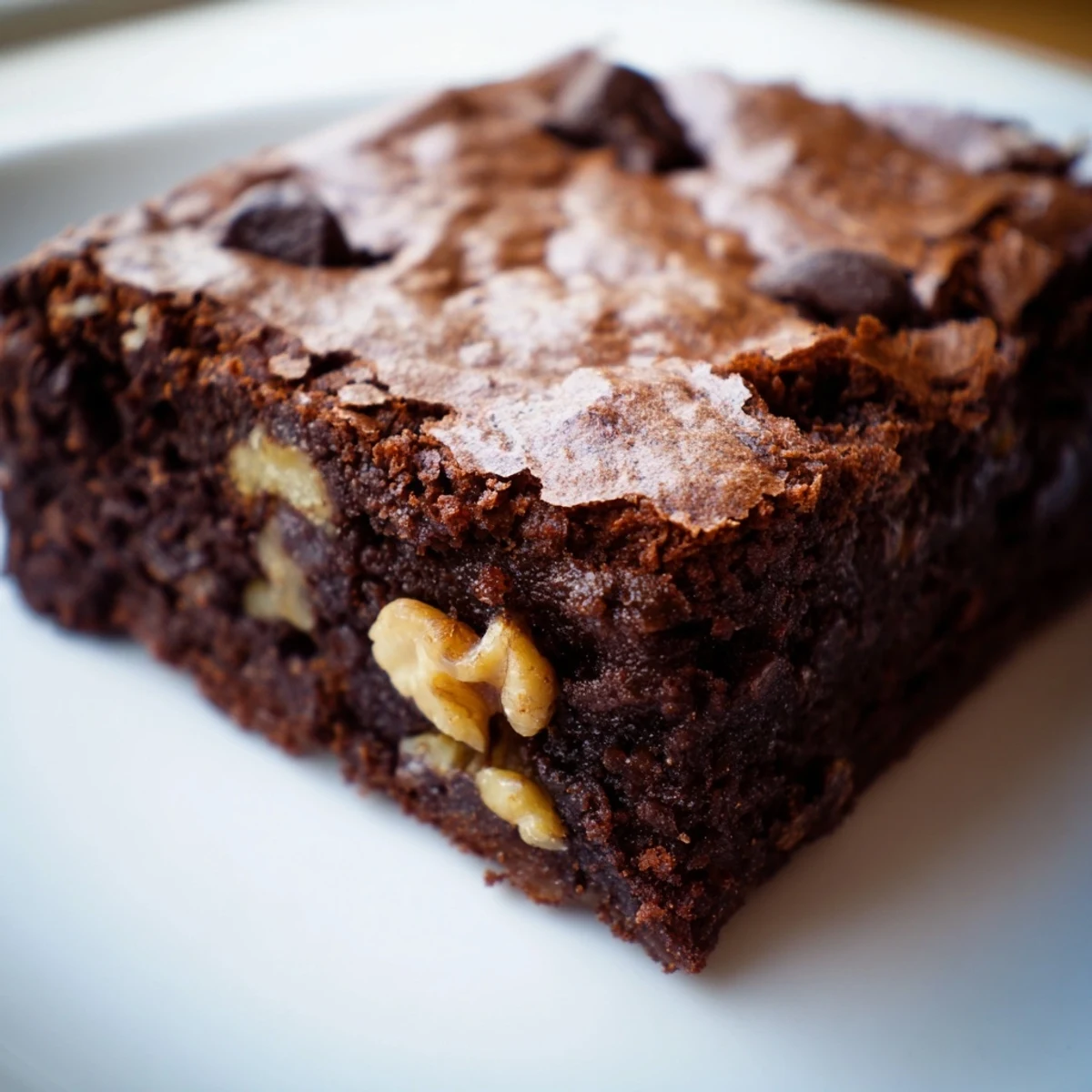 Warm chocolate brownies served on a plate with vanilla ice cream