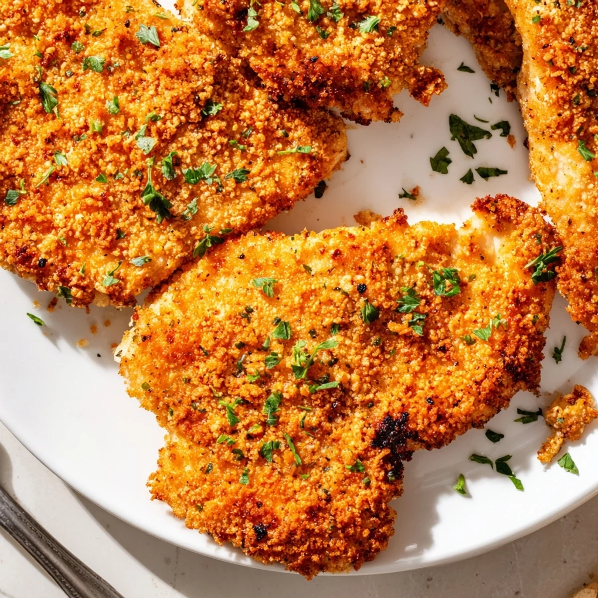 Golden Paprika Parmesan Chicken with a crispy cheese crust fresh from the oven