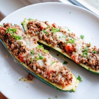 Stuffed Zucchini Boats With Ground Beef